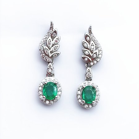 silver and green drop earrings