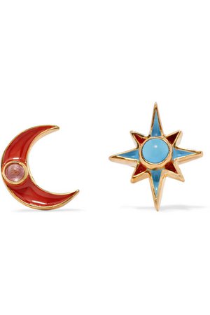 Percossi Papi | Gold-plated and enamel tourmaline and turquoise earrings | NET-A-PORTER.COM