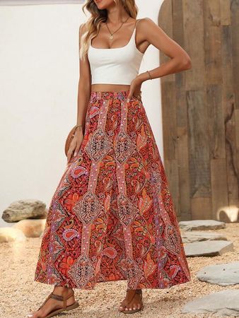 SHEIN VCAY Paisley Print Skirt | SHEIN USA