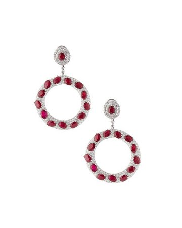 ruby & diamond hoop earrings