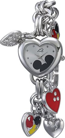 Amazon.com: Disney Women's MK2058 Mickey Mouse Silver-Tone Sunray-Dial Charm Bracelet Watch : Clothing, Shoes & Jewelry