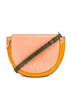 Ganni Banner Saddle Bag in Bright Marigold | REVOLVE
