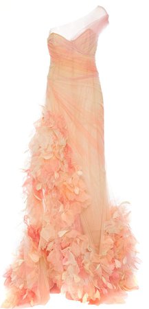 Marchesa Feather-Embellished Chiffon Dress Size: 2