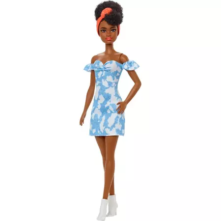 Barbie Fashionistas Doll #185 in Bleached Denim Dress with Black Up-do Hair & Accessories - Walmart.com