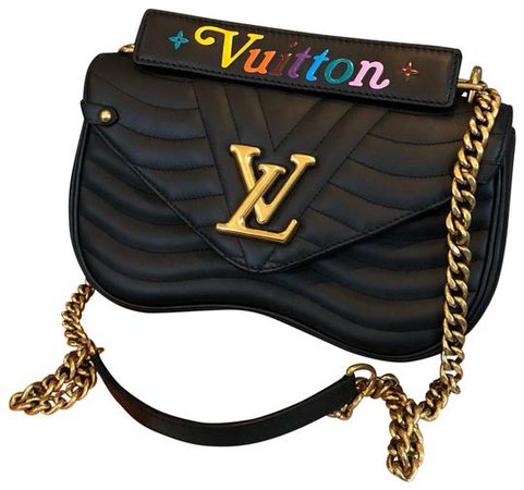 Louis Vuitton Flap Noir Wave Mm Chain Black Leather Shoulder Bag - Tradesy
