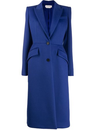 Blue Alexander Mcqueen Single Breasted Coat | Farfetch.com