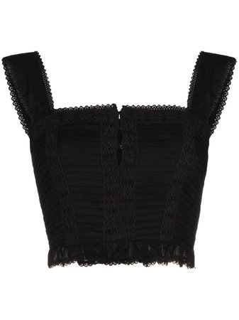 Shop black BOTEH Maret embroidered crop top with Express Delivery - Farfetch