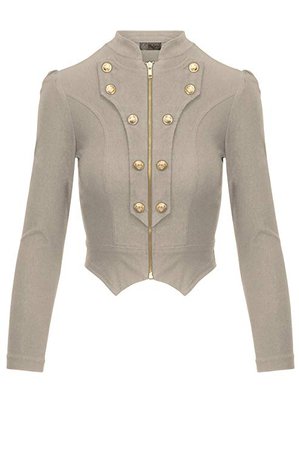 Women's Military Crop Stretch Gold Zip up Blazer Jacket KJK1125X 10909 Blackwhite 1X at Amazon Women’s Clothing store