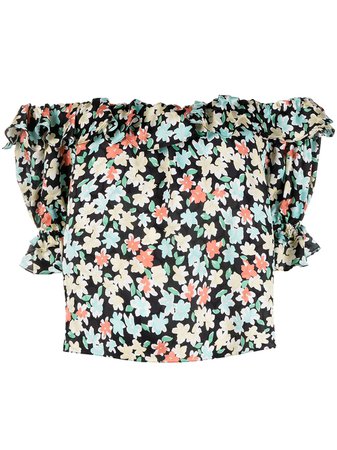 Shop Saint Laurent floral print off-the-shoulder blouse with Express Delivery - FARFETCH