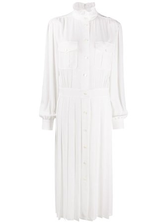 Shop white Alberta Ferretti pleated midi shirt dress with Express Delivery - Farfetch