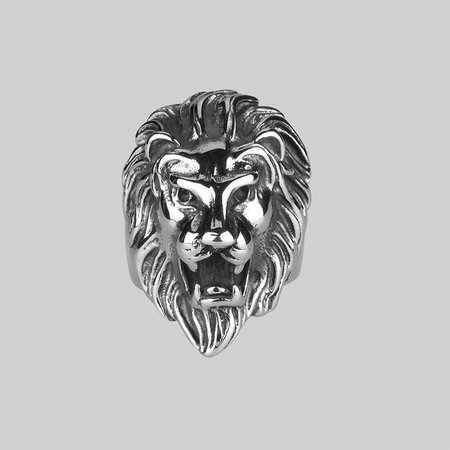 ANWAR. Chunky Lion Head Silver Ring – REGALROSE