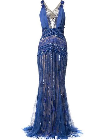 Zuhair Murad plunge neck X back gown $11,412 - Buy Online AW18 - Quick Shipping, Price