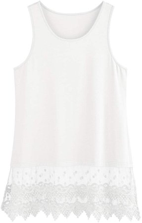 Women's Lace Trim Layering Tunic Tank Top - Extends Shirt Blouse Length - 30" - Black - XL at Amazon Women’s Clothing store