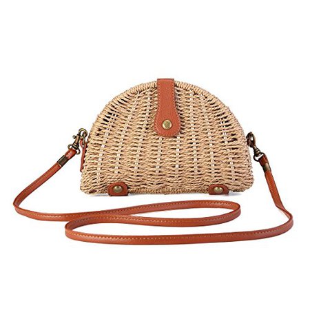Crossbody Straw Bag, JOSEKO Womens Straw Handbag Shoulder Bag for Beach Travel and Everyday Use Dark Brown 8.07: Handbags: Amazon.com