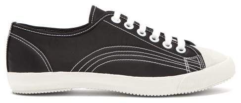 Stitched Low Top Satin Sneakers - Womens - Black