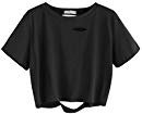 Amazon.com: SweatyRocks Women's Long Sleeve Crop T-Shirt Distressed Ripped Cut Out Tee Tops: Clothing