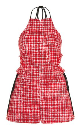 Cutout Cotton-Blend Boucle Mini Dress By Self Portrait | Moda Operandi