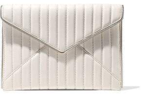 Leo Zip-embellished Quilted Leather Envelope Clutch