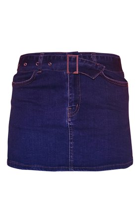 Mid Blue Wash Belted Micro Mini Denim Skirt | PrettyLittleThing USA
