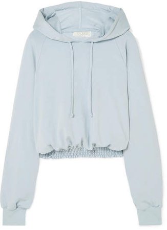 calé Cropped Shirred Jersey Hoodie - Blue