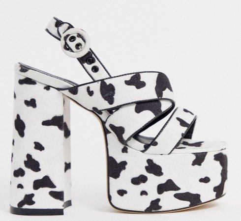 cow print platform heels