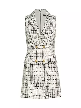 Shop Alice + Olivia Jordy Double-Breasted Tweed Tuxedo Dress | Saks Fifth Avenue