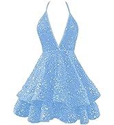 Amazon.com: Tianzhihe Spaghetti Straps Sequin Prom Dresses Sparkly Long A-Line Formal Ball Gowns with Pockets for Women 2023 Sky Blue 10 : Clothing, Shoes & Jewelry