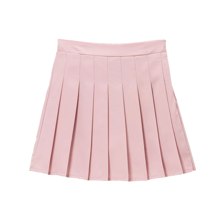 pastel pink pleated skirt