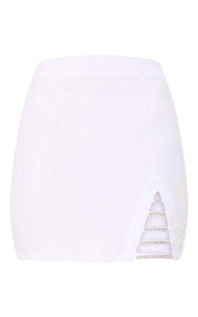 White Diamond Split Mini Skirt | Skirts | PrettyLittleThing