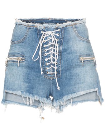 UNRAVEL PROJECT lace-up Denim Shorts - Farfetch