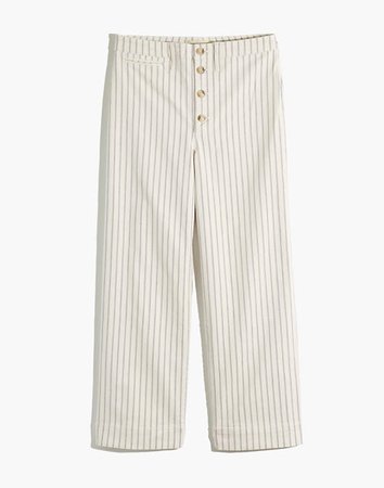 Slim Emmett Wide-Leg Crop Pants in Indigo Stripe: Button-Front Edition