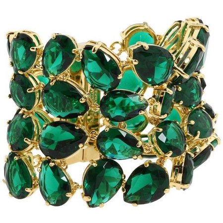 gold green cuff bracelet