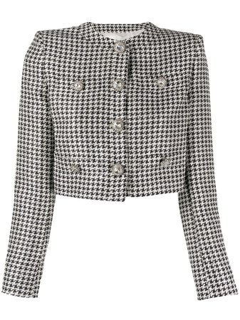 Alessandra Rich cropped sequin houndstooth jacket