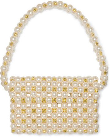 Vanina - Reveries Faux Pearl And Gold-tone Beaded Shoulder Bag - Cream