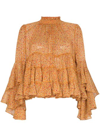 By Timo Tiered Ruffle Floral Blouse - Farfetch