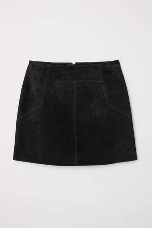 Short Suede Skirt - Black
