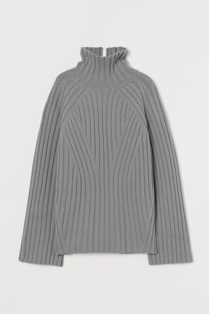 Wool Turtleneck Sweater - Gray