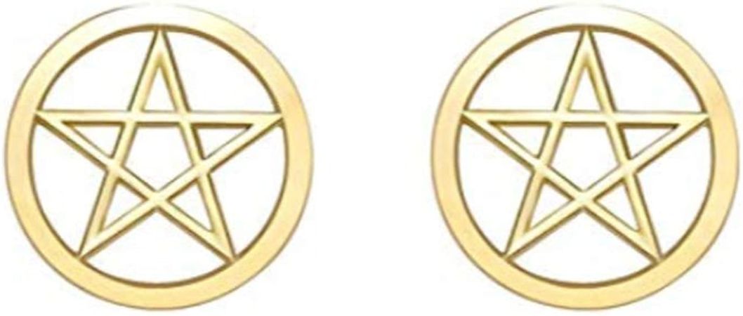 Amazon.com: RUIZHEN Supernatural Star Pentagram Pentacle Stud Earrings Wicca Pagan Jewelry (gold): Clothing, Shoes & Jewelry