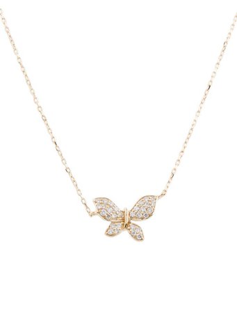 Necklace 14K Diamond Butterfly Pendant Necklace - Necklaces - NECKL86446 | The RealReal