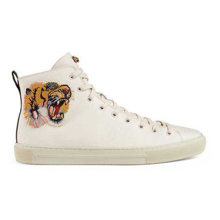 Leather high-top with tiger - Gucci Men's Sneakers 478337BXOA09064