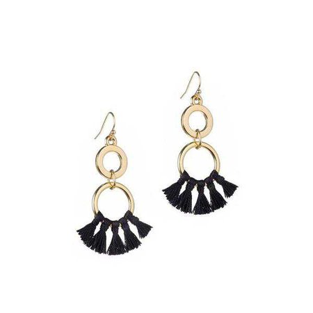 Fashiontage - Double Open Circle Tassel Earrings - 851025330237