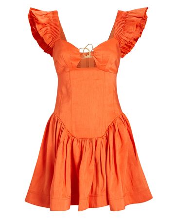 Aje Simone Ruffled Mini Dress In Orange | INTERMIX®