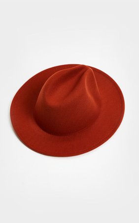 Rust Fedora Hat | Accessories | PrettyLittleThing