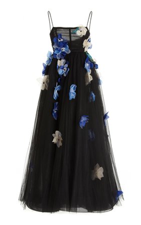 Floral-Appliquéd Tulle Maxi Dress By Monique Lhuillier | Moda Operandi
