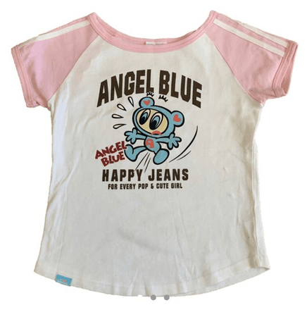 angel blue top y2k happy jeans kawaii pink doelette coquette