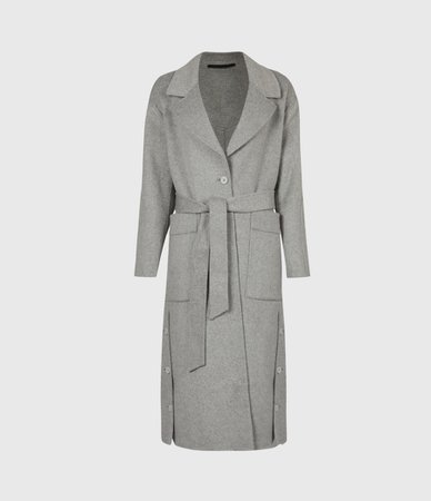 ALLSAINTS US: Womens Hazel Wool Blend Coat (silver_grey)