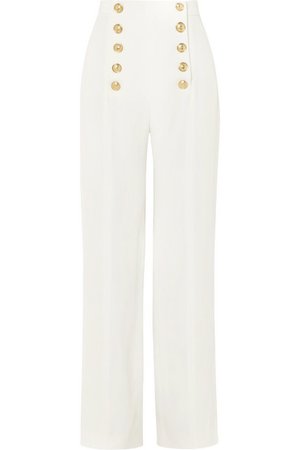 Balmain | Button-detailed crepe wide-leg pants | NET-A-PORTER.COM