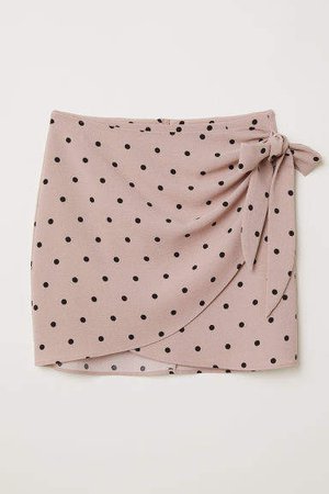 Short Wrap-front Skirt - Pink