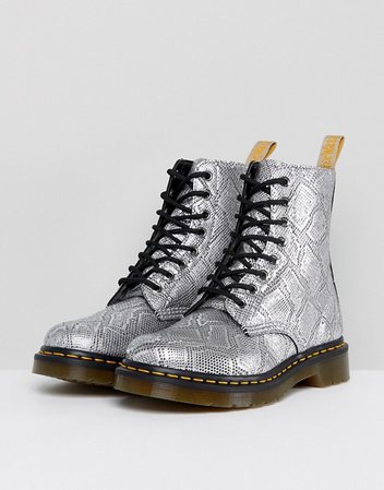 Dr Martens Silver Snake Lace up Boots