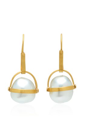 22K Gold And Pearl Earrings by Eli Halili | Moda Operandi